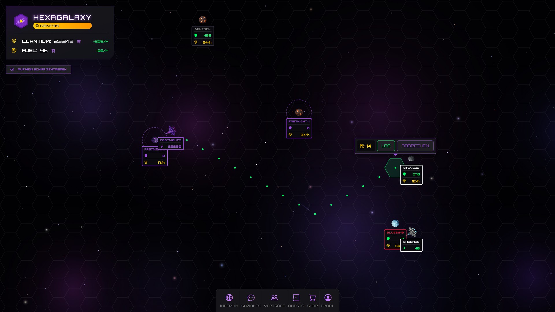 Screenshot der Navigation