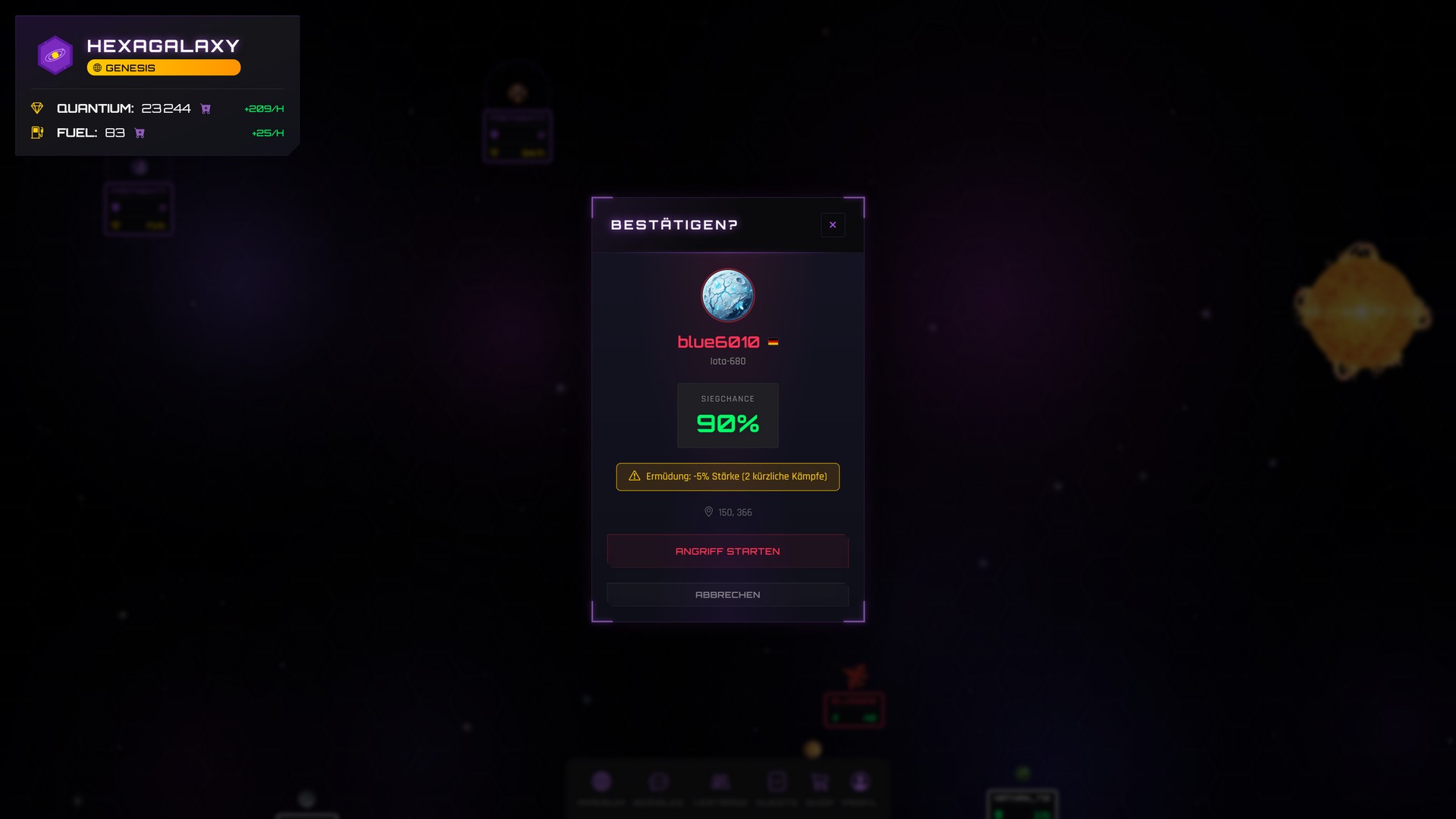 Screenshot der Kolonisierung