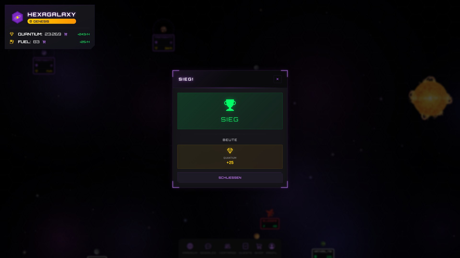 Screenshot des Kampfes